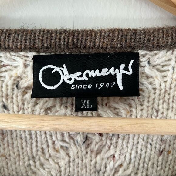 Obermeyer Vintage Sweater Cable Knit Cardigan Jacket Embroidered Ski Size XL - Picture 6 of 11